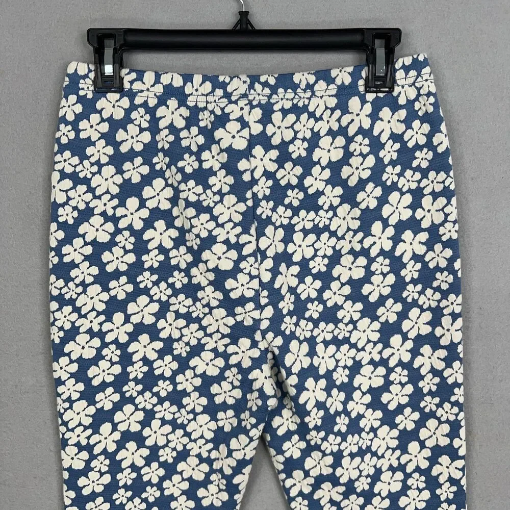 American Eagle Pants Womens Medium Blue White Floral Flare Retro Boho 90s Y2K - Picture 6 of 15